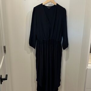 James Perse Navy 100% Silk Midi Dress